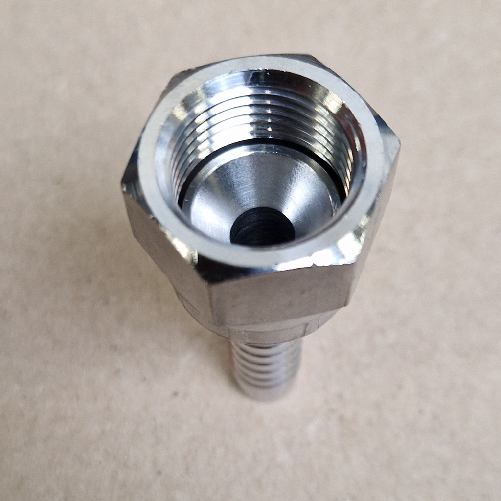 RVS Rechte perskoppeling - Losse moer (JIC 1/2" - Slang 3/8") - EC0608NJ-SS