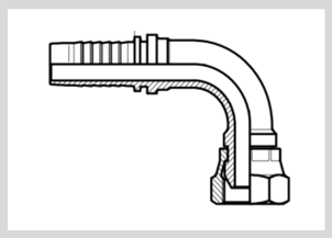 [SIS0035374] RVS Perskoppeling - 90 gr - Losse moer (JIC 3/4" - Slang 3/8")
