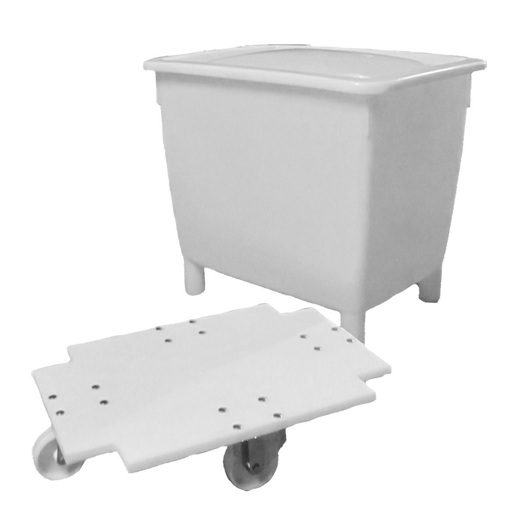 Trolley voor borstelbak (wit) - Inox wielen