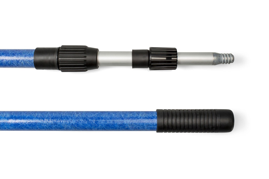 Manche téléscopique  en fibre de verre - 3 x 150 cm bleu avec embout métallique