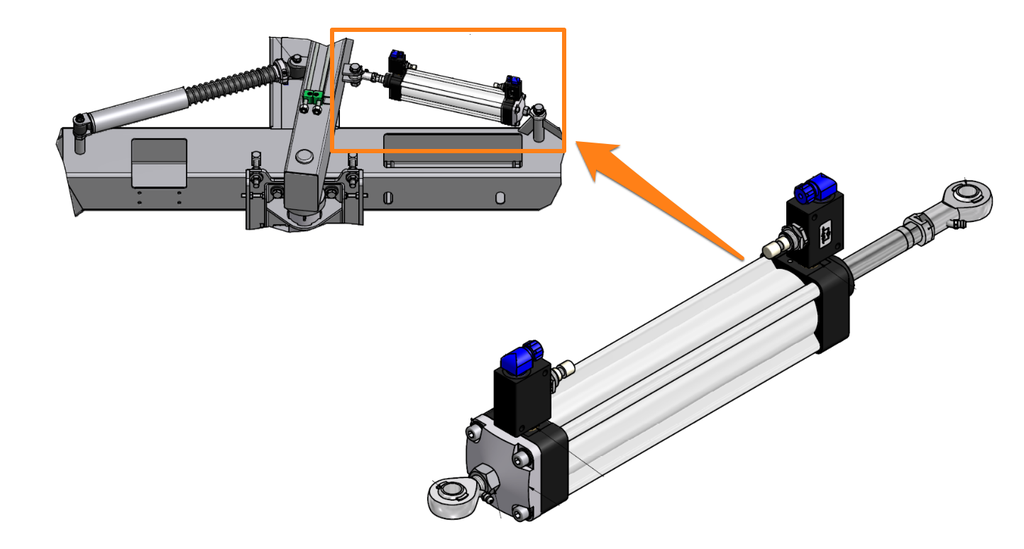 Pneumatische cilinder DN63/Hub250 compleet