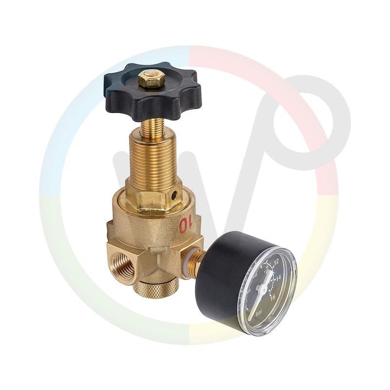 [WP431409] Holz luchtdrukregelaar EWO met manometer 0-10bar 1/4"A