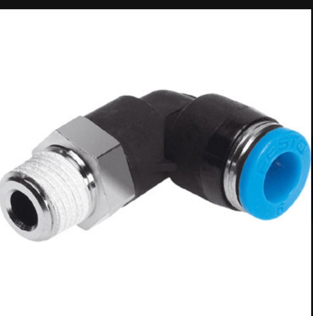 Haakse verloopkoppeling 1/4" buiten x 8 mm push-in