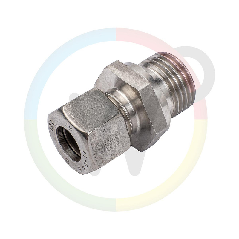[ACE10385] RVS rechte inschroefkoppeling 12L x 3/8" buiten (met O-ring)