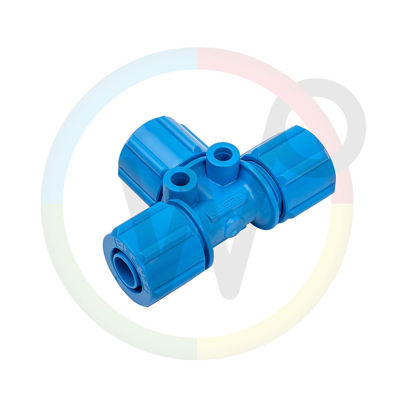 T - koppeling 12 mm blauw met wartel