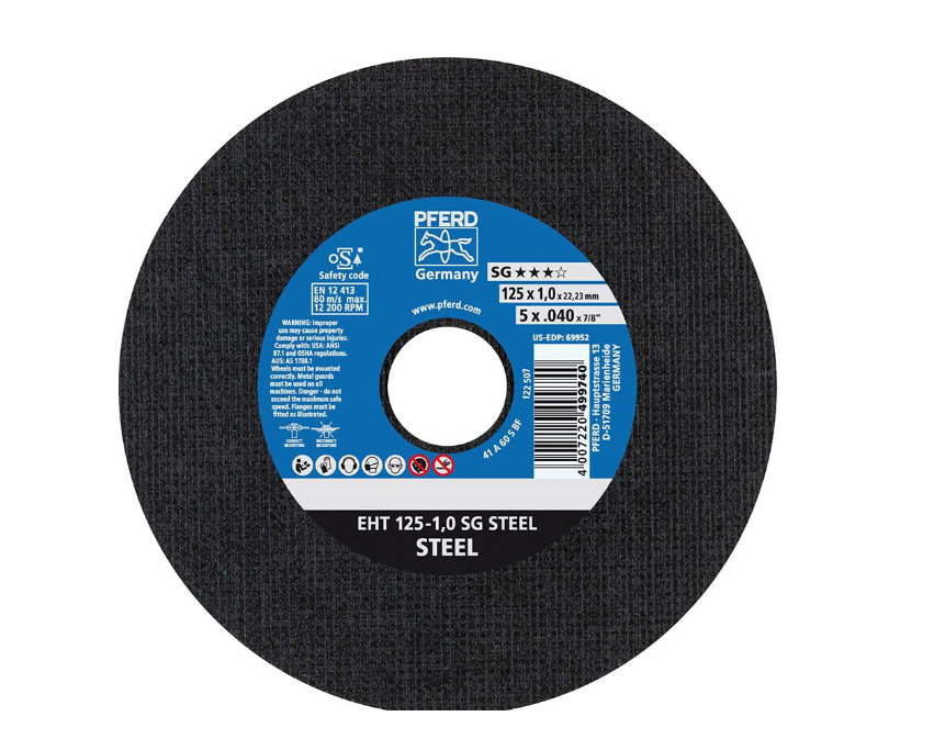 Les disques de coupe 125 x 22,2 x 1 pour l'acier inoxydable