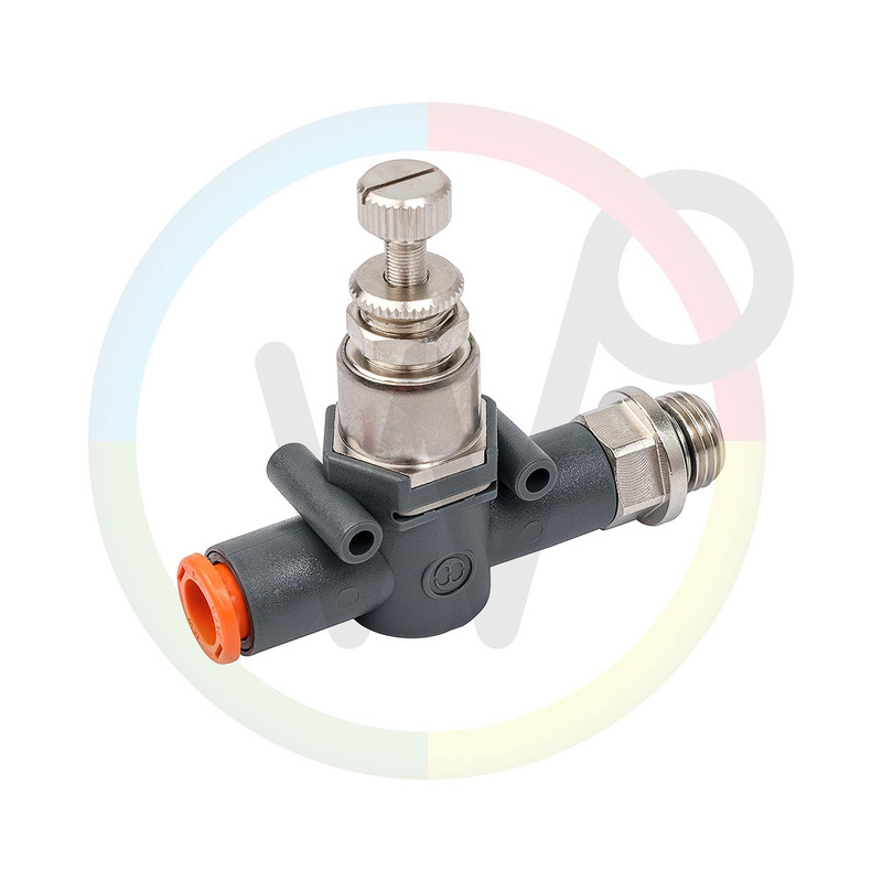 Snelheidsregelventiel recht 1/4" x 8mm voor schuimbuis