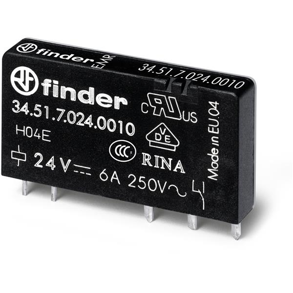 Finder printrelais 5 pins enkelspoor 24vdc 34.51.7.024.0010