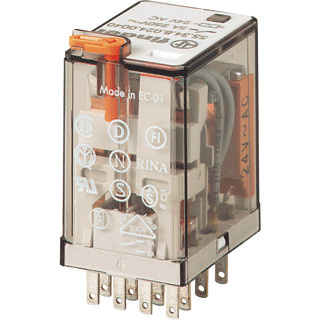 [ACE12317] Finder relais 24VDC 4 wisselcontacten + Testknop + LED