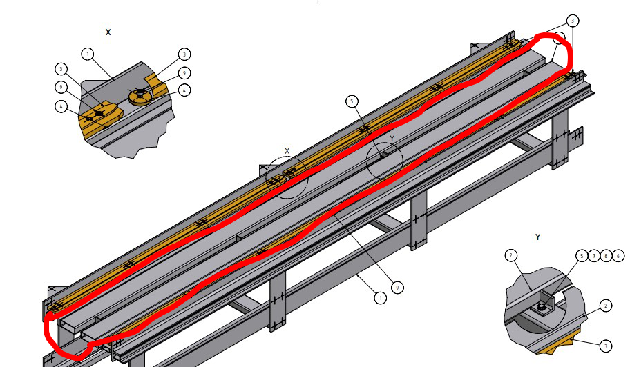 Loopvlak voor kettingdeel Holz 3200 x 322 mm voor brede kettingbaan (14-102)