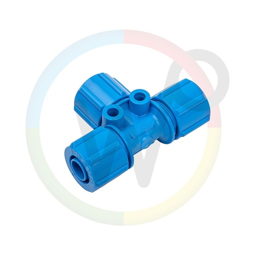 [Ace10680] T - koppeling 12 mm blauw met wartel
