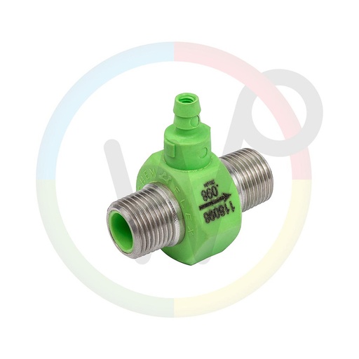 [Ace11480] 3/8" NPT x 3/8" NPT slang injector enkelvoudig, licht groen